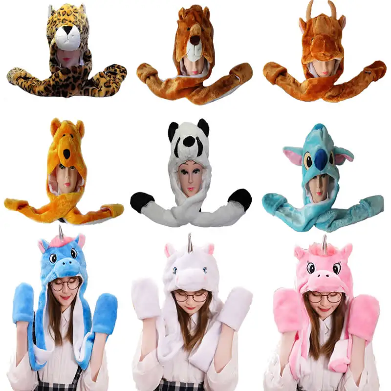 AIMINYZ Cute Hat Animal Autumn And Winter Veeny Polar Bear Panda Stitch Unicorn Tianma Adult Children Party Cosplay Cap Warm Hat