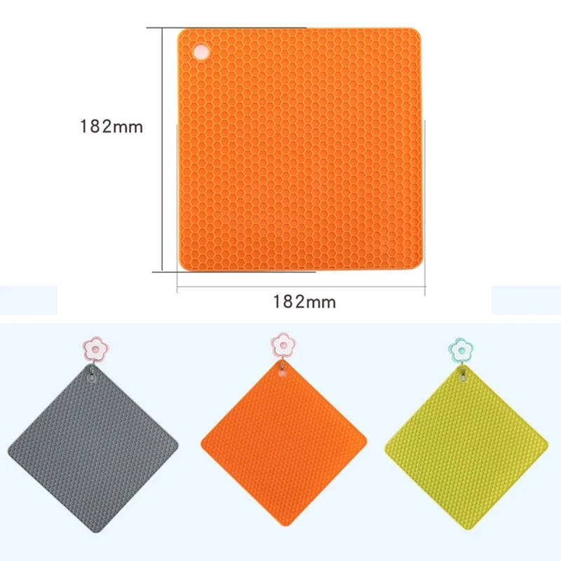 Square Honeycomb Non-slip Heat-Resistant Silicone Mats Bowl Pad Pot Holder Thicken Insulation Table Placemat Home Desktop Decor