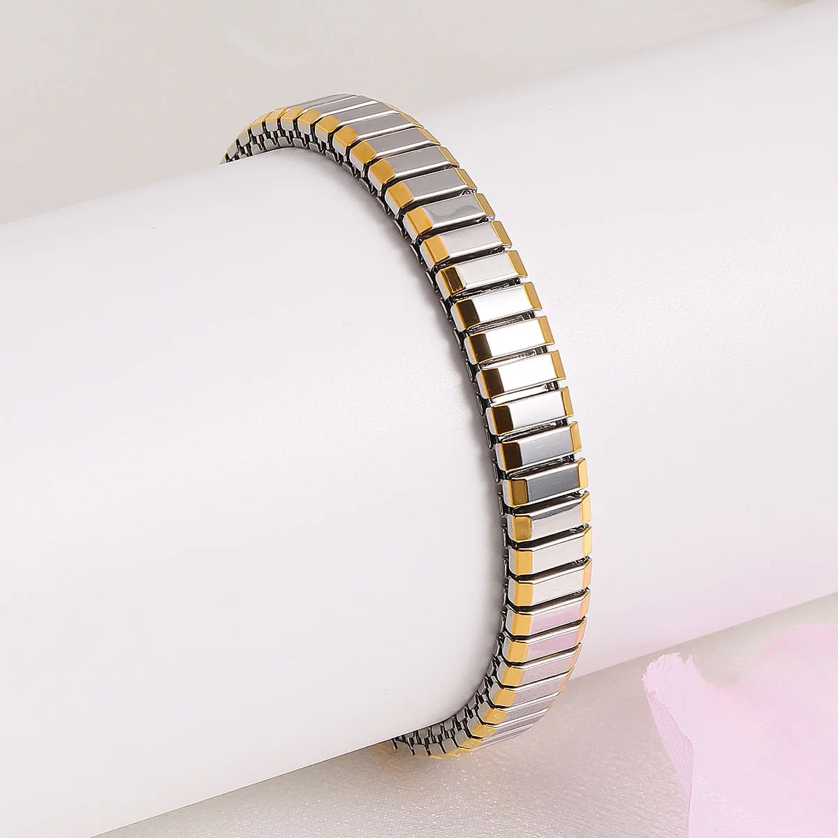 2024 Fashion Jewelry Stainless Steel Elastic Bracelet Flexible Wide Stretch Wristband Bangle Bracelets
