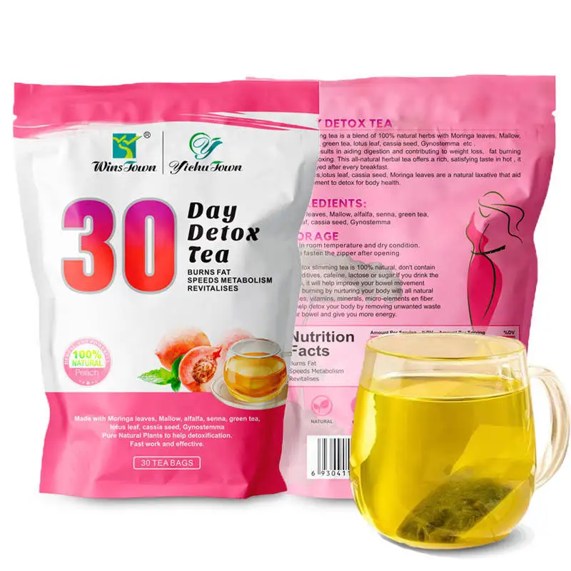 Peach flavour weight loss tea colon cleanse 30 days Detox Slimming Tea For Loss Weight Boost metabolism Detox deep fat burn