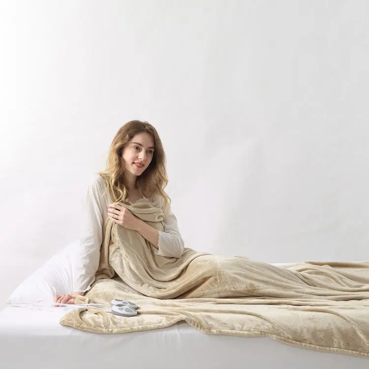 Online shop hot sale High quality HLB-TF Solid Color Beige Flannel Electric Over Blanket