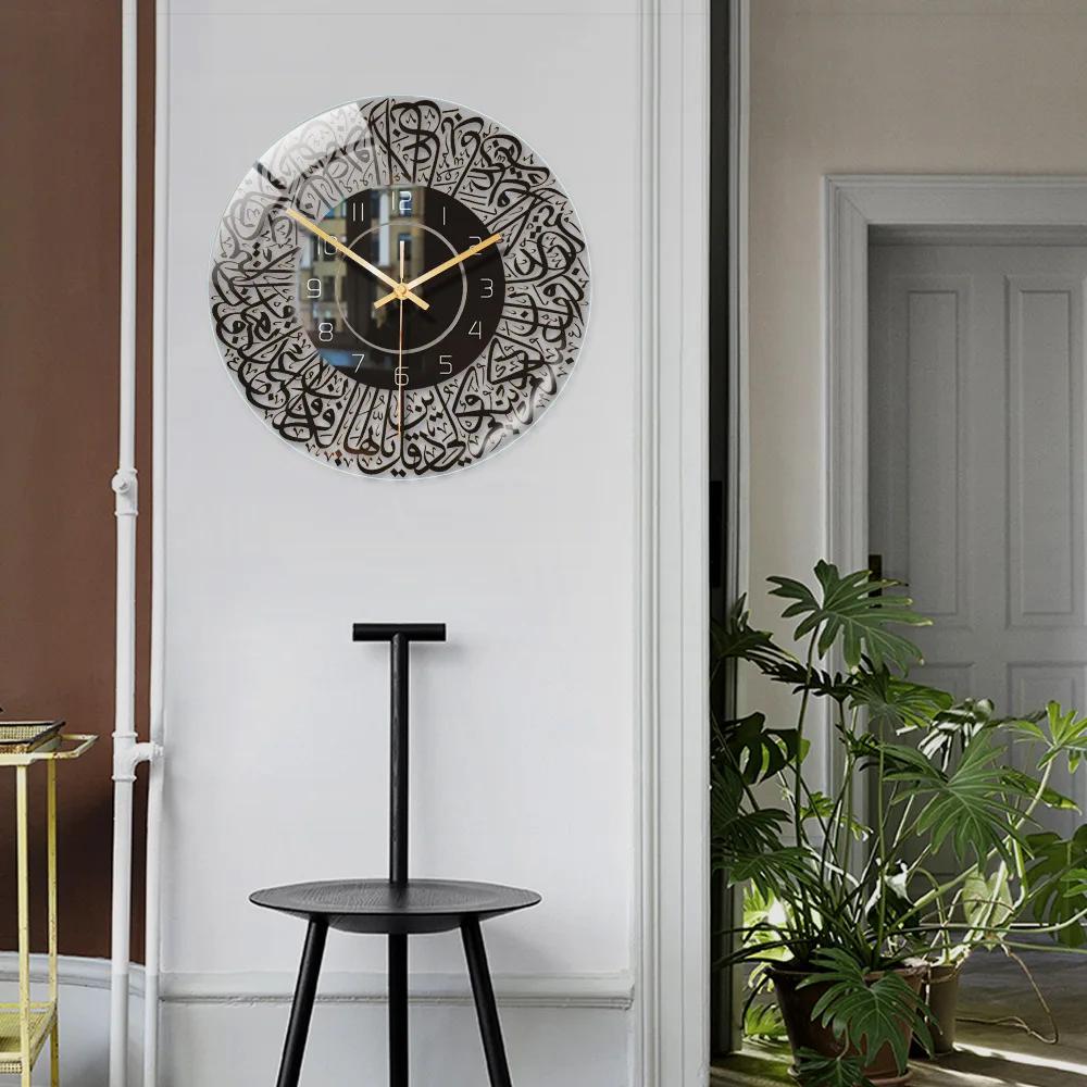 3D Acrylic Luxury Crystal Panel Wall Clock Living Room Dining Room Ramadan Decoration Simple Fashion Art Wall Clock home decor