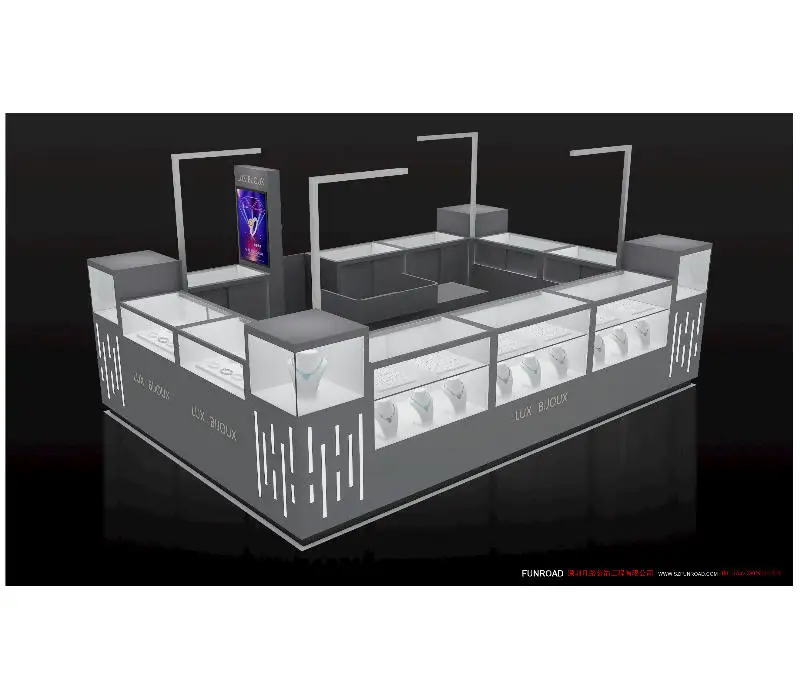 Custom Design Mall Display Watch Jewelry Showcase Display Kiosk for Mall Jewelry Display