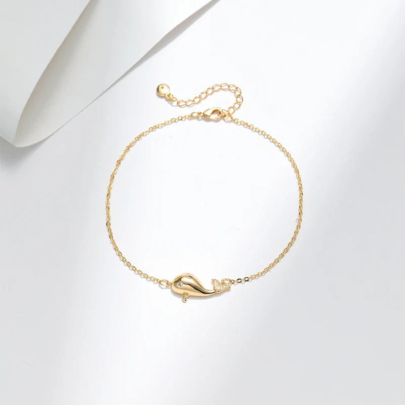 Animal Element Dolphin Pendant Design Necklace Modern Minimalist Style Brass 18K Real Gold Necklace