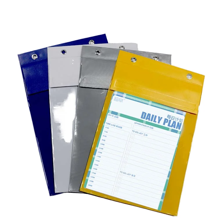 Custom Logo A4 Permit Document Bag Customized Vinyl Material Waterproof PVC Job Ticket Holder
