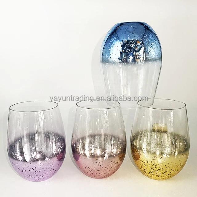 Unique egg shaped electroplating dream star sky glass juice drink colored cups