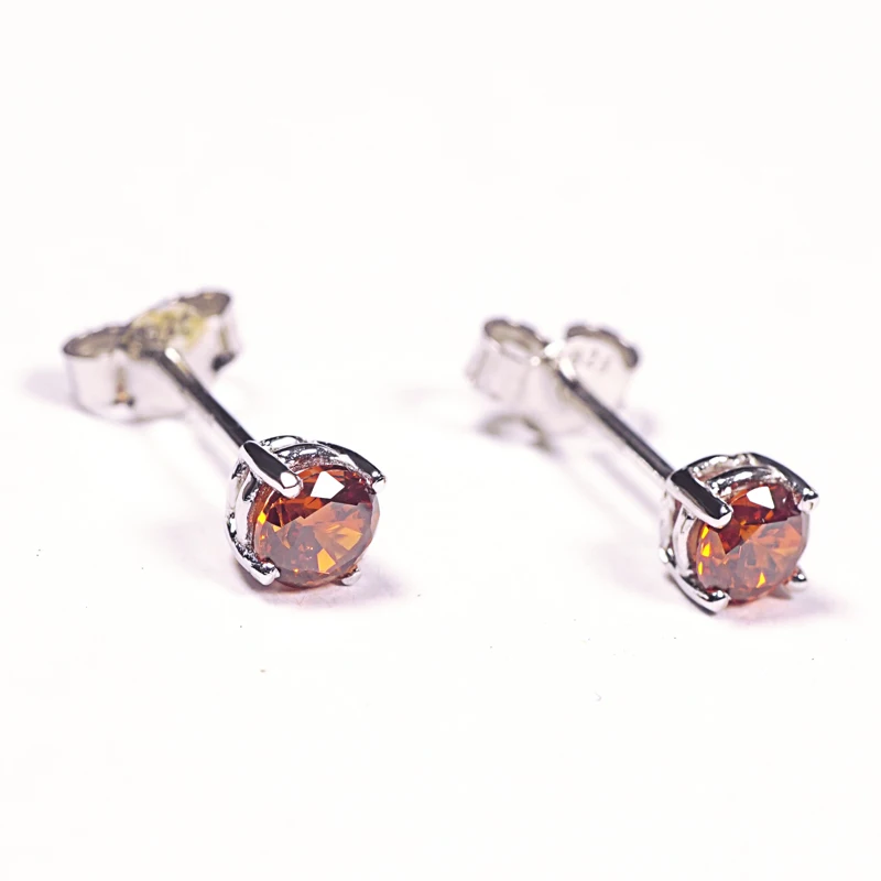 pierced red fashionable zircon quality Korean style small Sterling Silver 925 cz Gemstone Earrings Studs jewelry for women