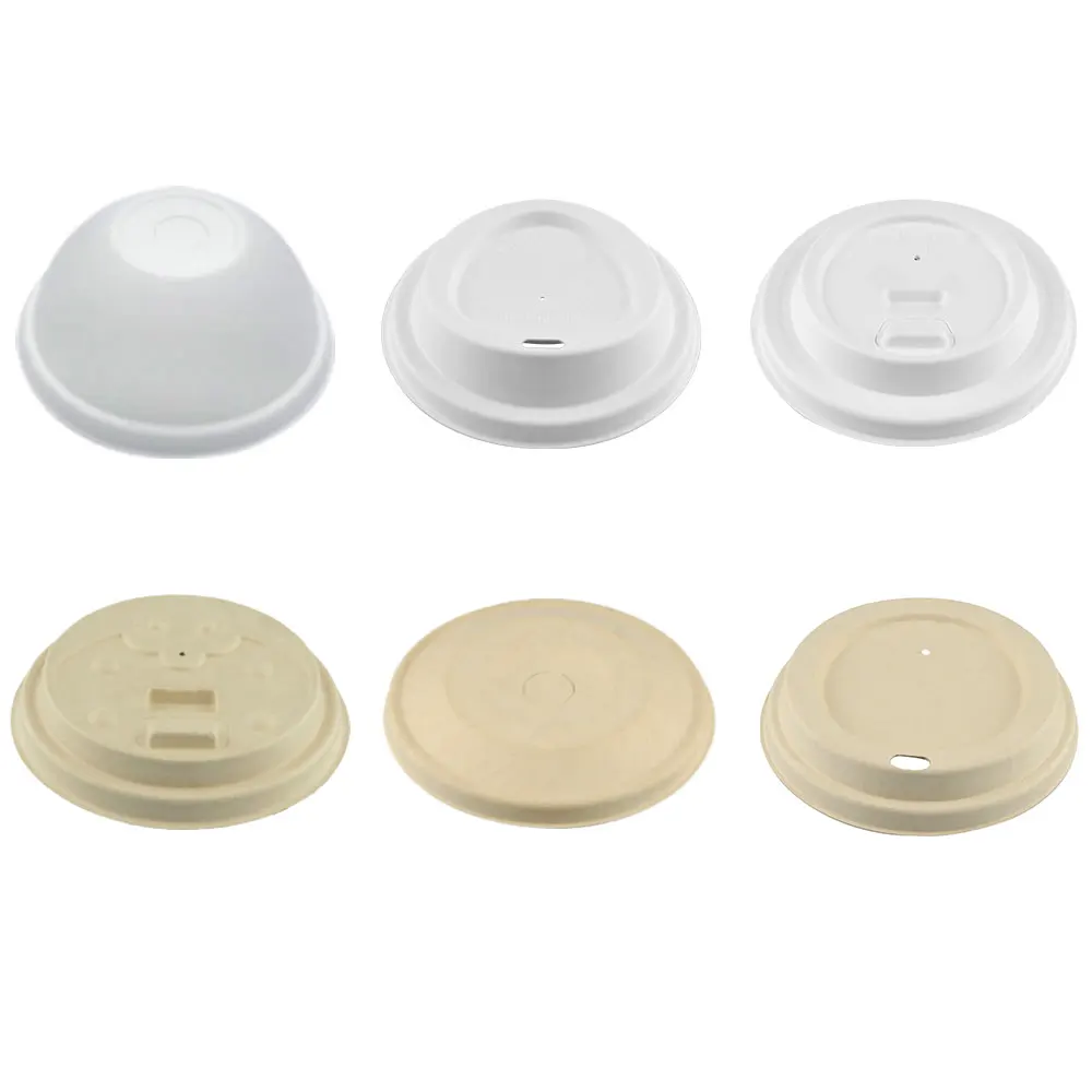 Одноразовая биоразлагаемая бумага для сахарного тростника, 80 мм, 90 мм, крышка для кофейных стаканчиков