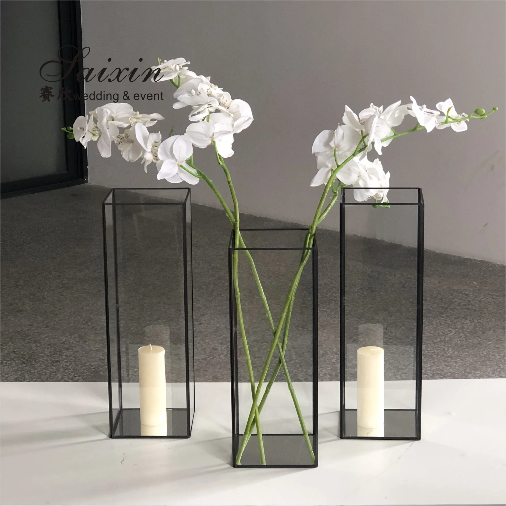 ZT-064 Tall Glass lamp candle holders for wedding party decoration centerpieces