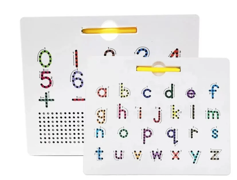 Kids magnetic drawing board Magnetic Double-Sided Tracing Board With Alphabet Letter ABC and Numbers and lowcase abc
