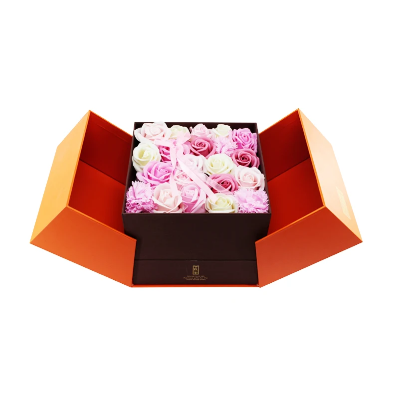 Logo design creative both sides opening packing cardboard boxes for flower