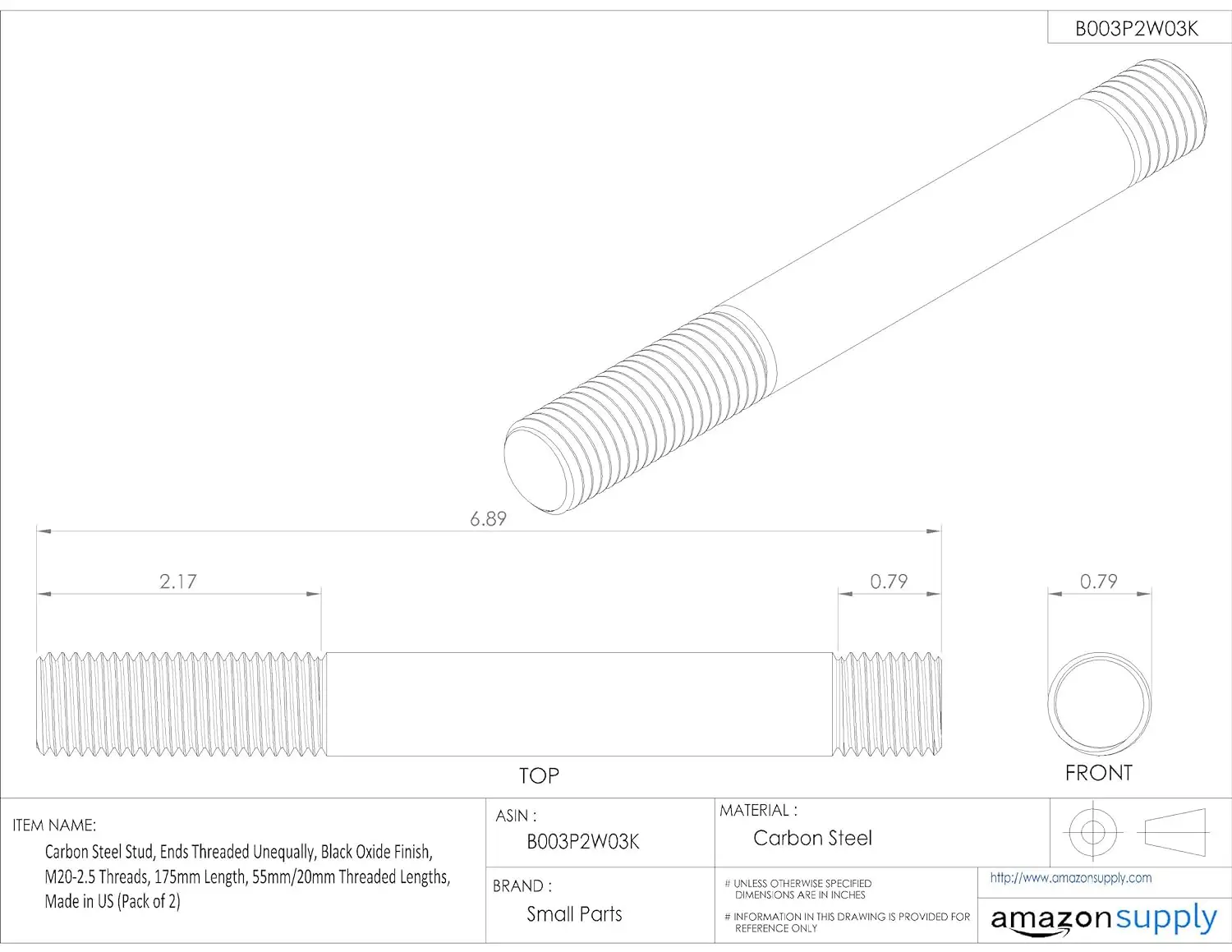 Ends Threaded Unequally Carbon Steel Stud Unequal Thread Length Rods Studs