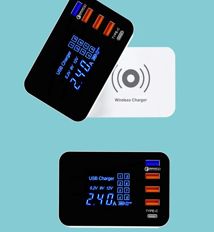 Зарядное устройство с 4 USB-портами типа C быстрое зарядное QC 3 0 беспроводное для мобильных телефонов samsung