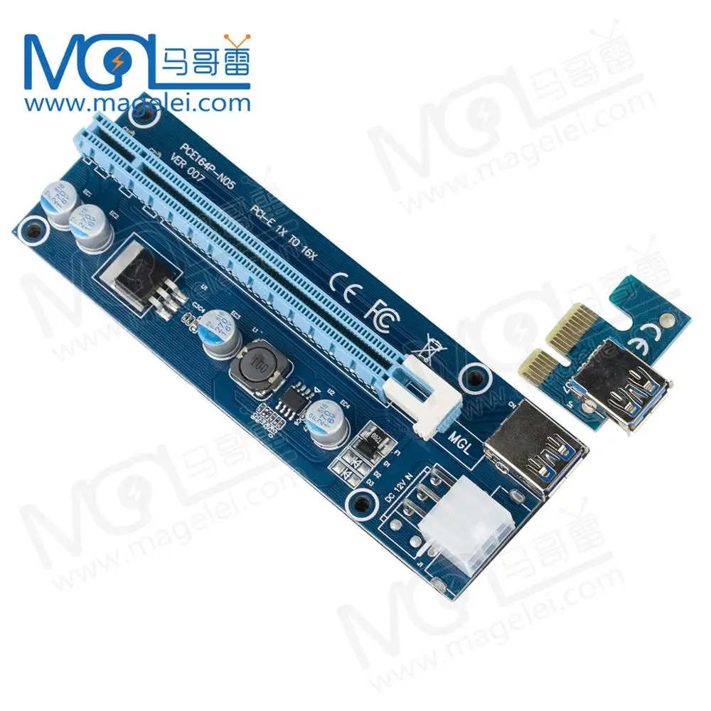  Карта расширения PCIE 1X16 007s/006C 6Pin графическая карта V007S/V006C с удлинителем 60 см USB3.0 по заводской