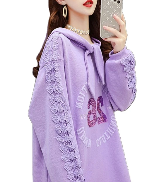 Длинный весенне-осенний топ с капюшоном в свитере-новое модное женское платье