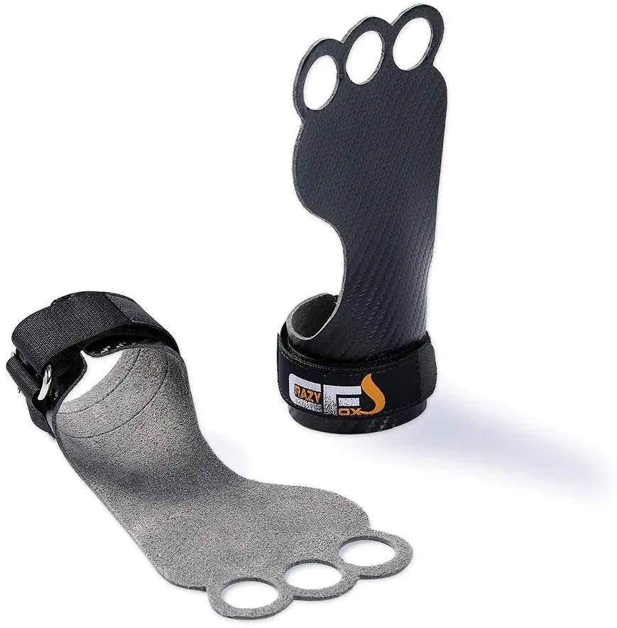 Frog 3 Holes Microfiber,Carbon,Rubber,Hypalon,Gymnastics hand Grips for Pull ups,Weight Lifting,Crossfit Training,Kettlebell