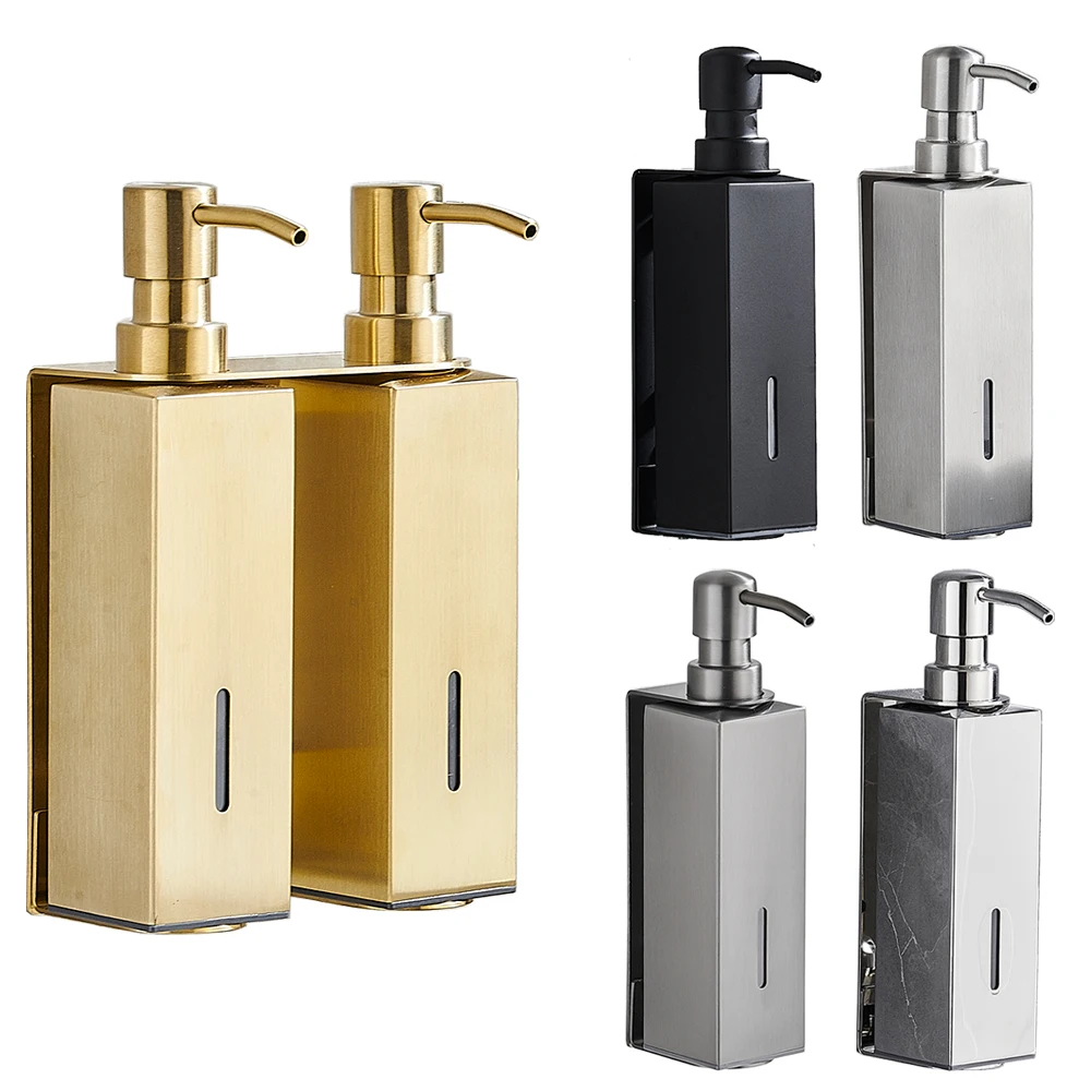 Customize Metal Liquid Soap Dispenser 3-in-1 Wall Mount Square Shower Shampoo Dispenser With Visible Window