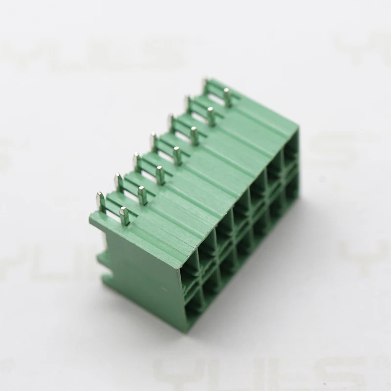 Hot pitch 3.5mm height 13.3mm positions 2-24pin dual row green ceramic terminal block male dual row right angle connector