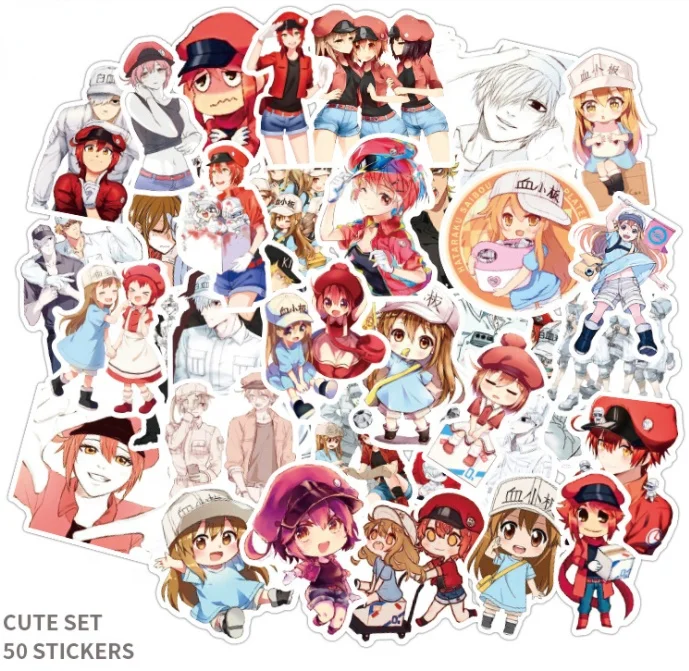 50PCS Custom PVC Waterproof Stickers For Skateboard Bottle Laptop Cells At Work Sticker Anime Graffiti Adhesive Sticker Pack