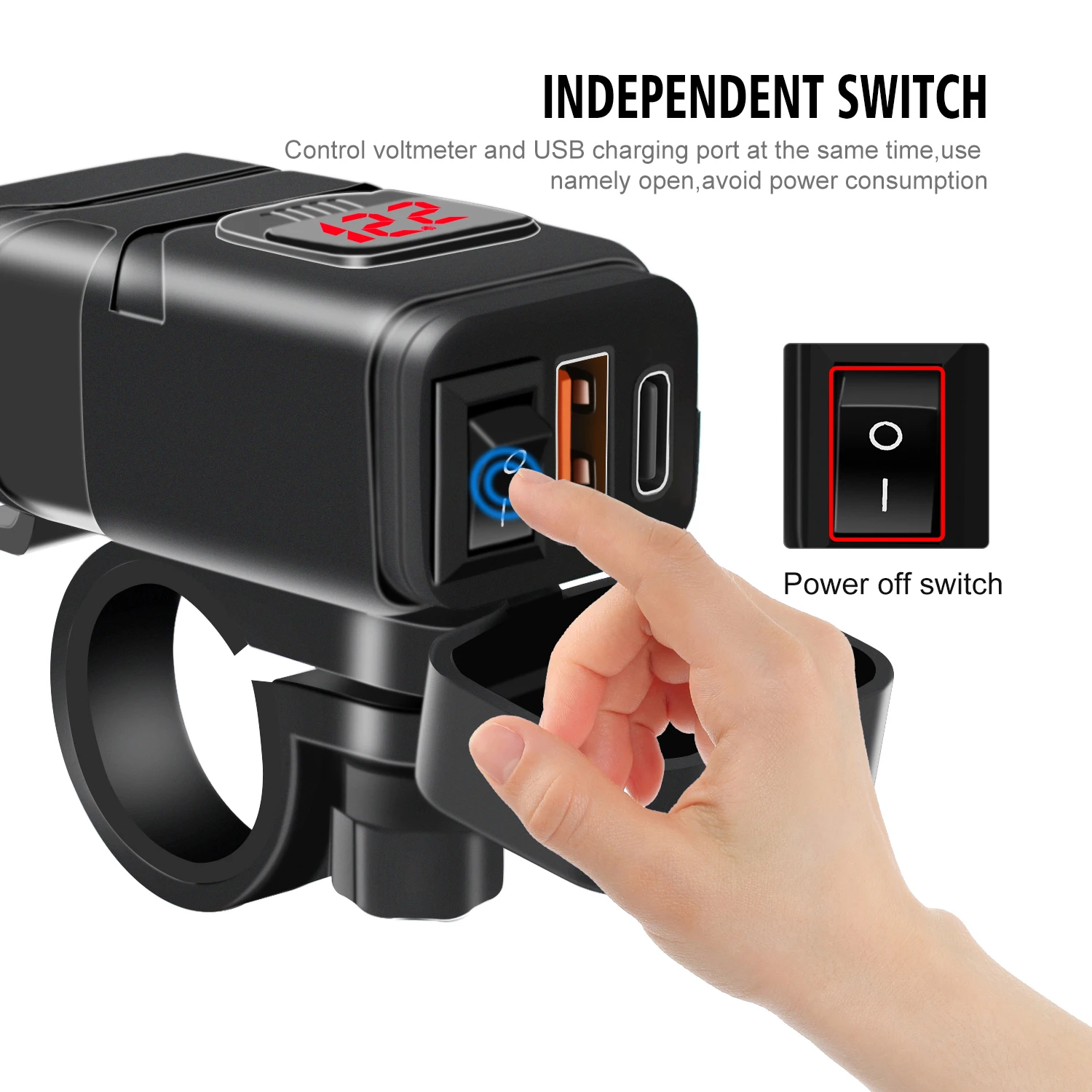 12v 24v Led Usb PD Charger Motorcycle Fast Charger QC 3.0 USB And Type C Pd Power Charger With Voltmeter& On/off Switch