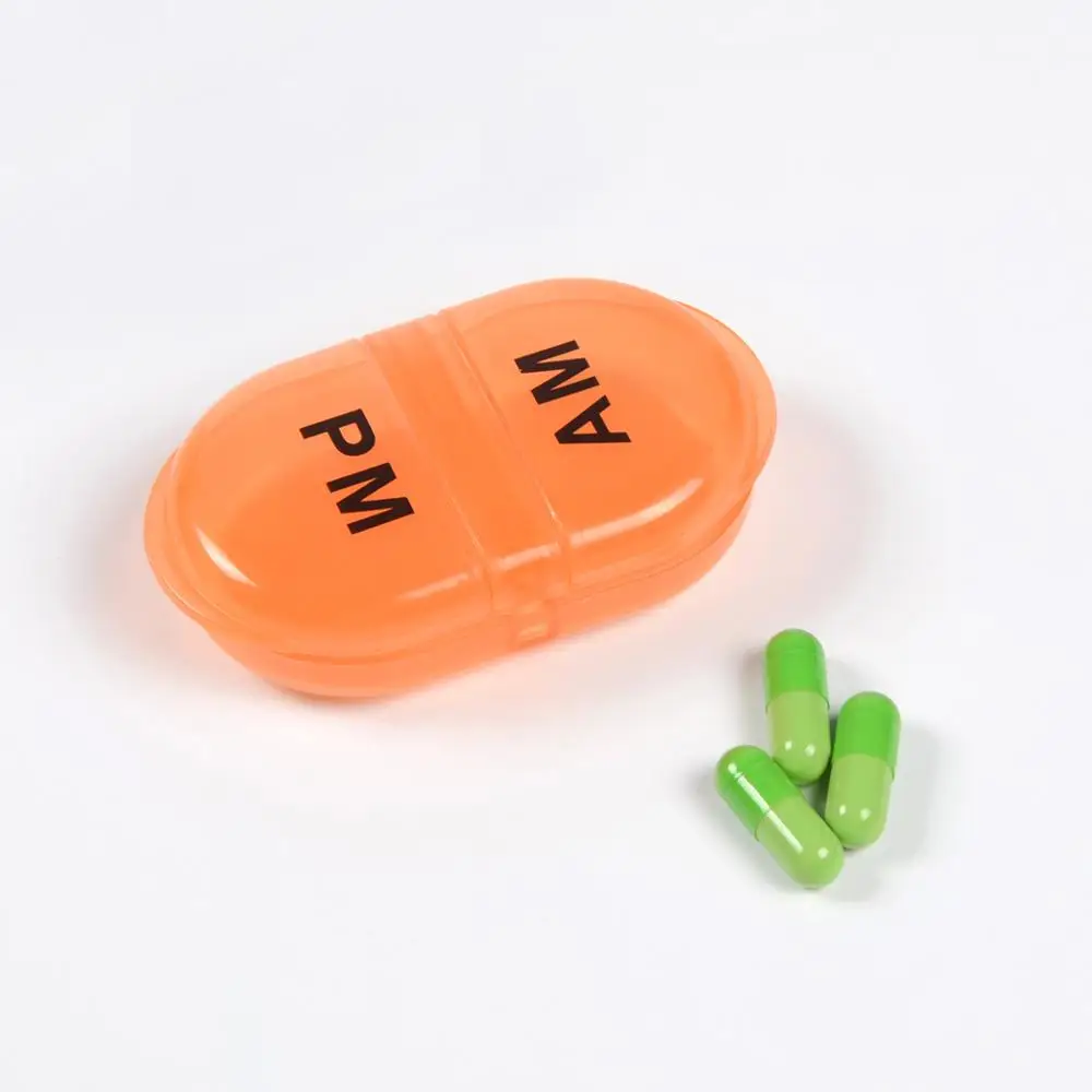 2 отделения, маленький карманный мини-контейнер для таблеток Am Pm, коробка для таблеток в капсулах