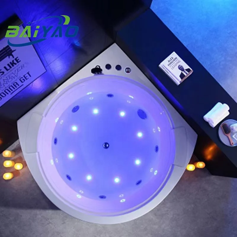 BAIYAO Smart 360 Waterfall Jakuzzi Two People  Indoor Spa Bath Tub Freestanding Corner Bathtubs & Whirlpools Jacuzzier