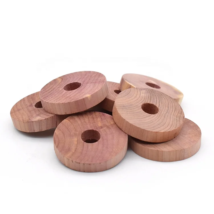 Wholesale custom natural cedar wood rings round shape cedar blocks for clothes storage