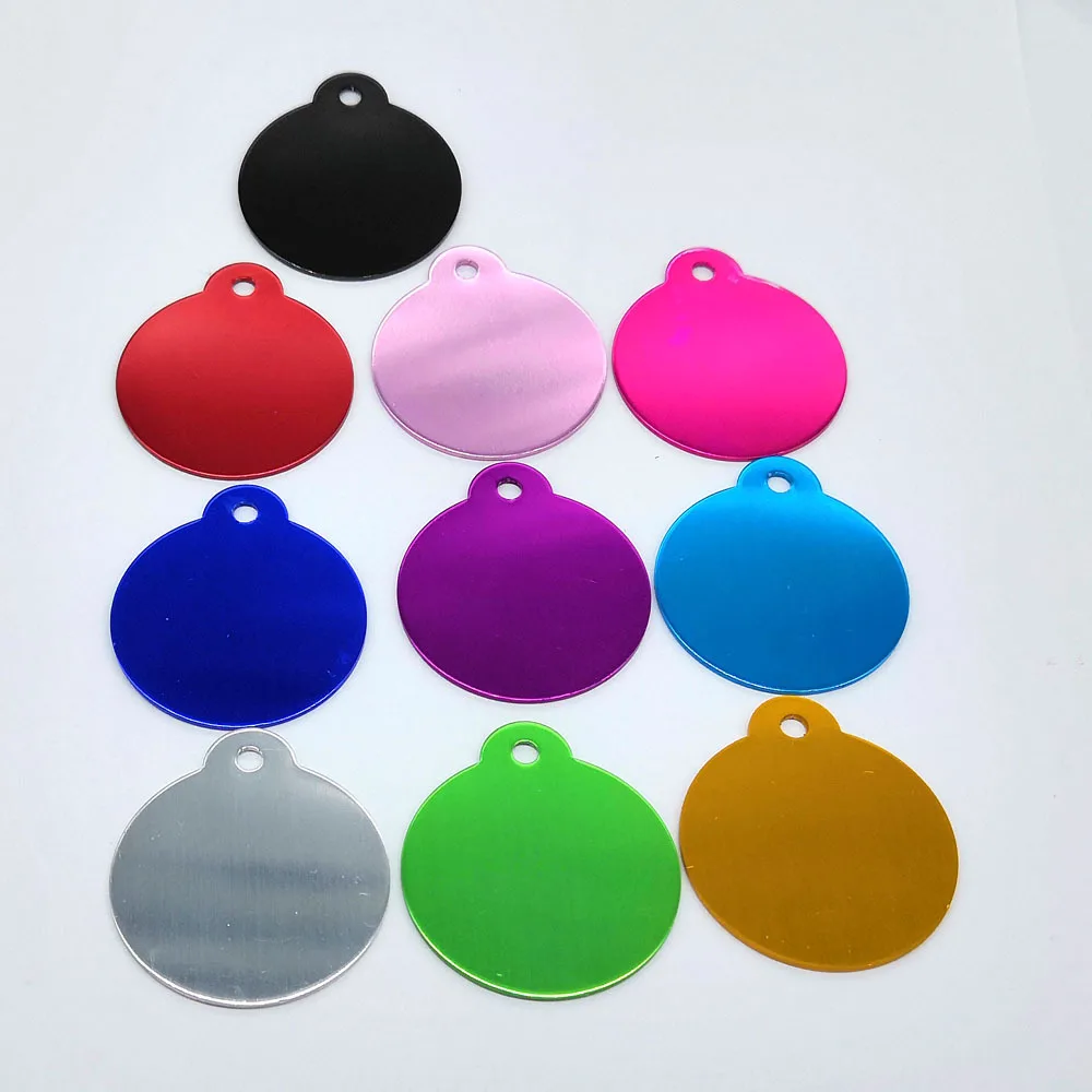 Wholesale Round Shape Aluminum Blank Metal Dog Tag 25mm 30mm Pet Name ID Tag