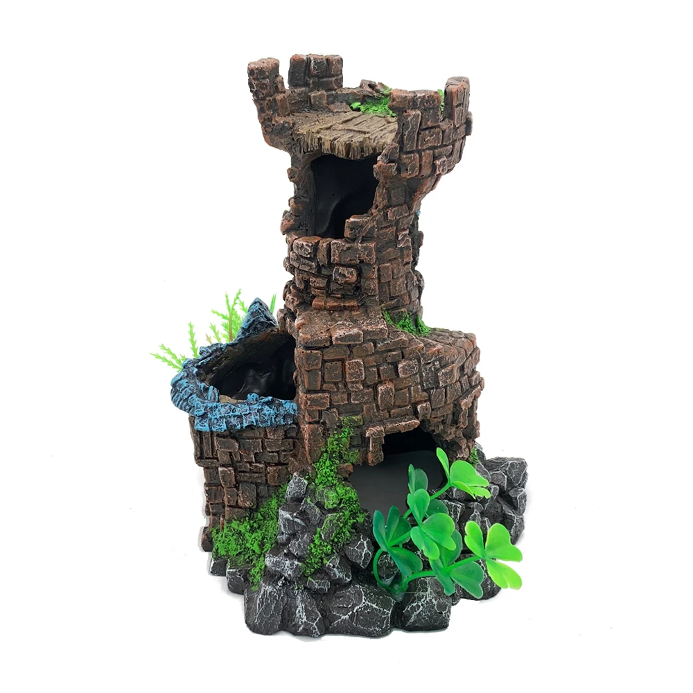 Wholesale Price Aquarium Decor Castle Resin Hide Cave Fish Tank Ornament Accessories