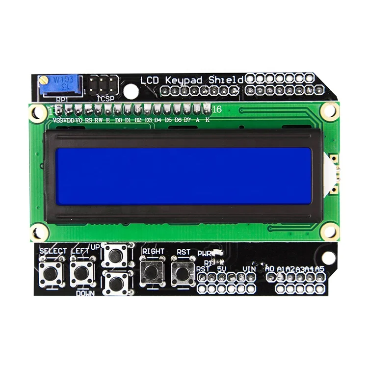 New & Original Blue Backlight LCD1602 LCD Keypad Shield Module with 6 Momentary Push Buttons and 16 x 2 Characters Display