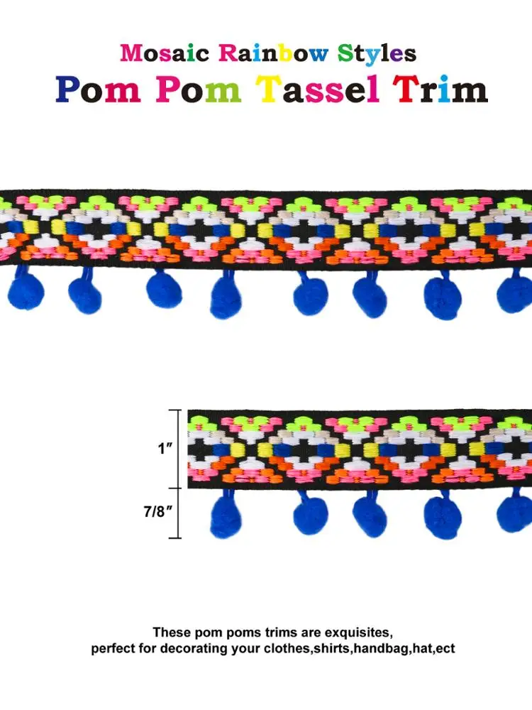 
Wholesale Braid Embroidered Tassel Lace Fringe Pom Pom Trim 