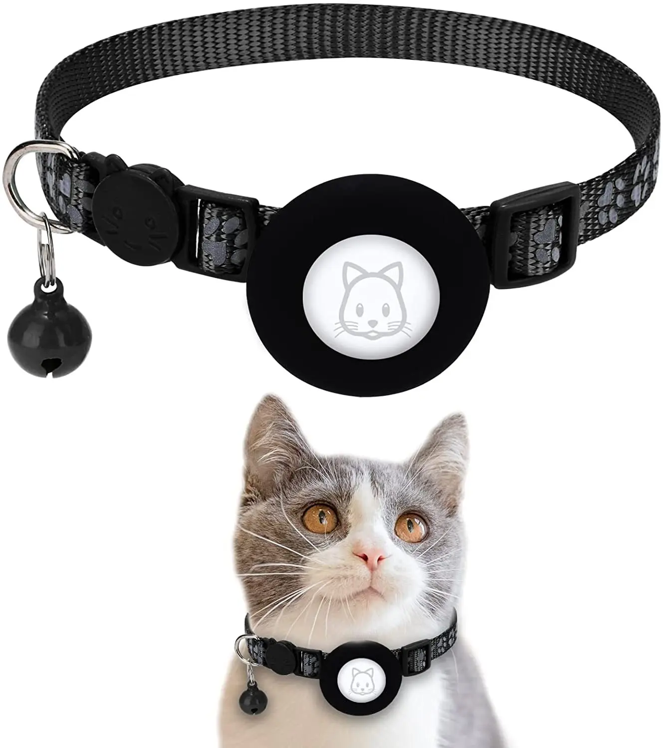 ODM/OEM оптовая продажа от фабрики Airtag Cat Светоотражающий ошейник с колокольчиком для AirTag футляр кошек домашних животных аксессуары поставки