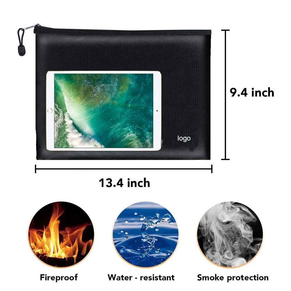 Custom Waterproof Fire Resistant Passport Money Documents Bags Fire Proof Document Bag