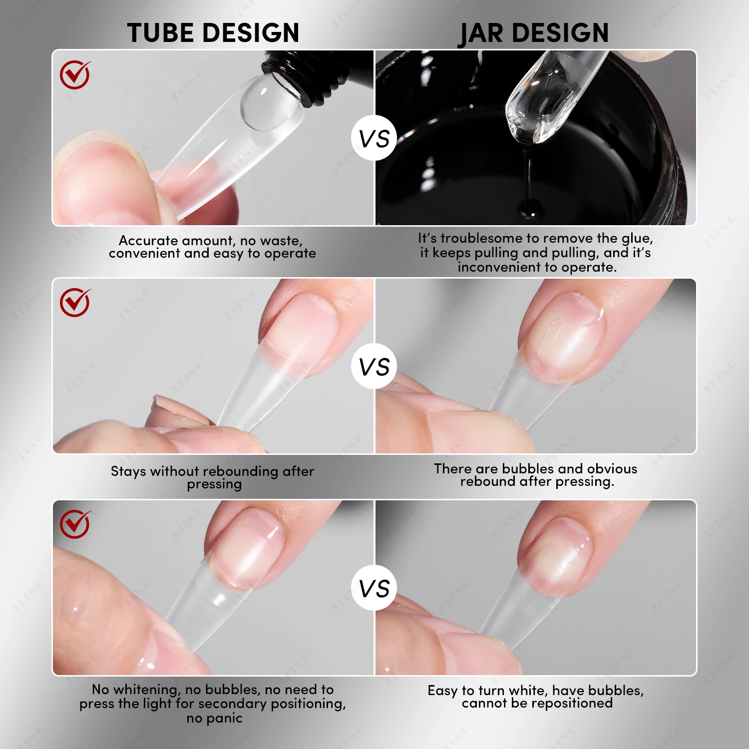 JTING Hot popular Durable Tube Solid glue gel 30ML Clear nail tips glue gel nail polish for Nail press on OEM private label