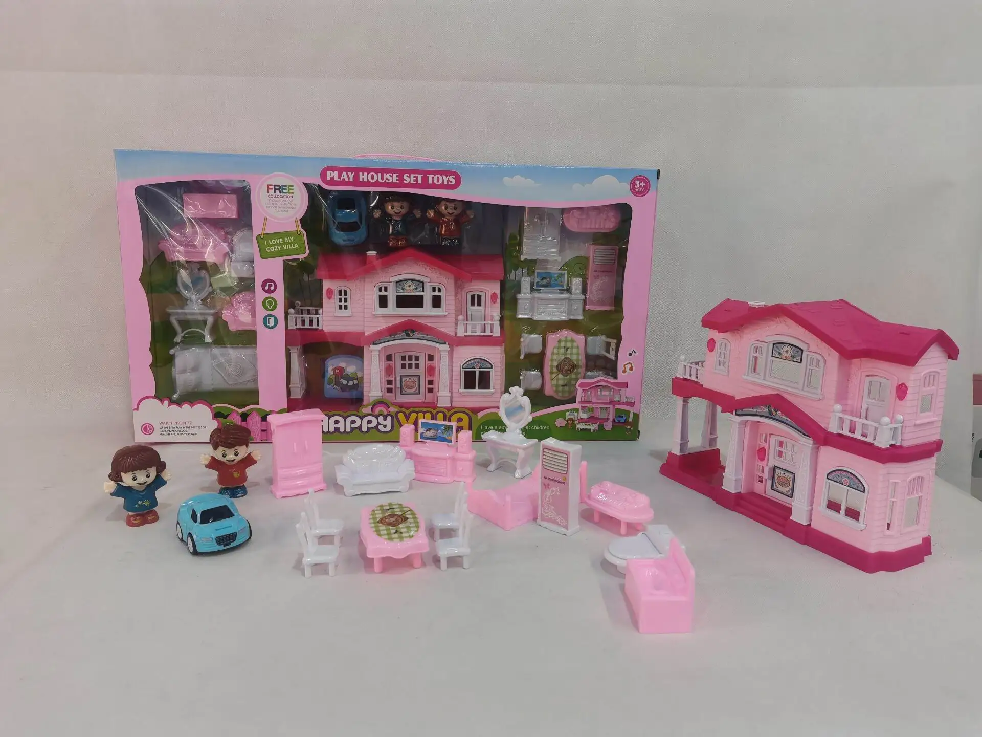 Beautiful house toy Kids play plastic model villa toys girl princess castle set DIY doll