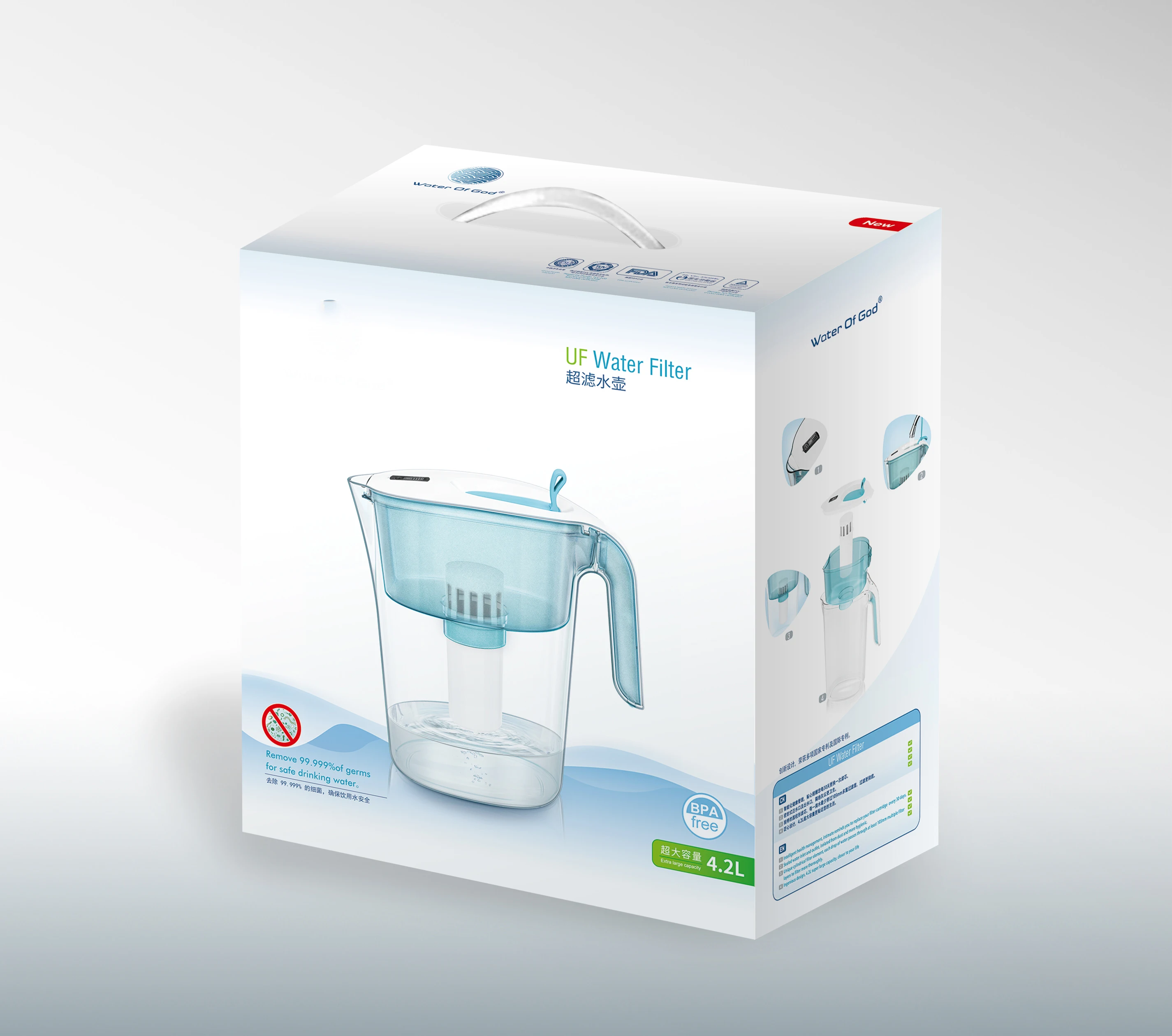 Myteck инновационные 4.2L воды из твердого английского фарфора очиститель непосредственно питьевой милые мягкие кувшин для фильтр бактерии удаление 99.99% дома