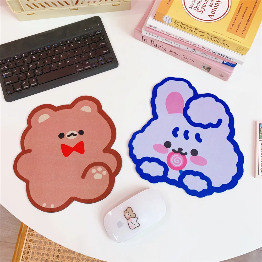 INS Kawaii милый кролик Подгонянные логос резиновый коврик для мыши с медведем из мультфильма мышки
