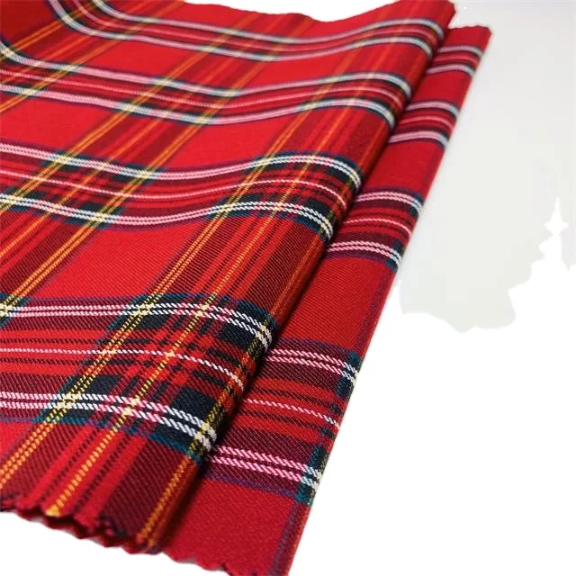 Sunplustex manufacturers woven viscose/polyester yarn dyed scottish plaid bengaline stretch fabric for pants and leggings