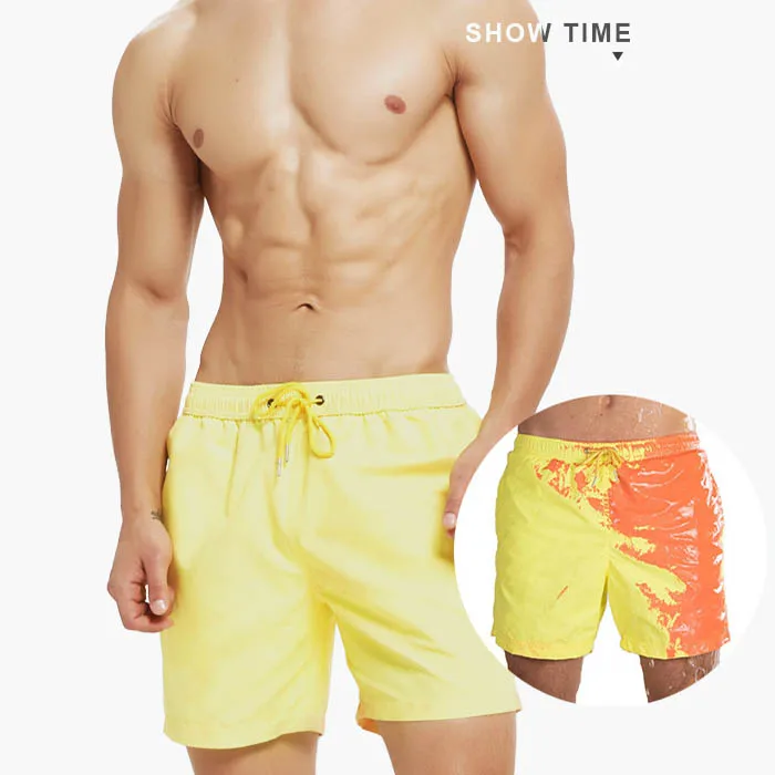 Температура воды при стирке изменение цвета ткань изготовленным на заказ логосом летние плавательные пляжные шорты для мужчин изменение цвета дизайнерские Купальники Шорты