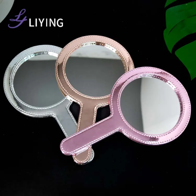 Vintage Mini Make up Mirror Custom Logo Metallic Material Pocket Round Hand Makeup