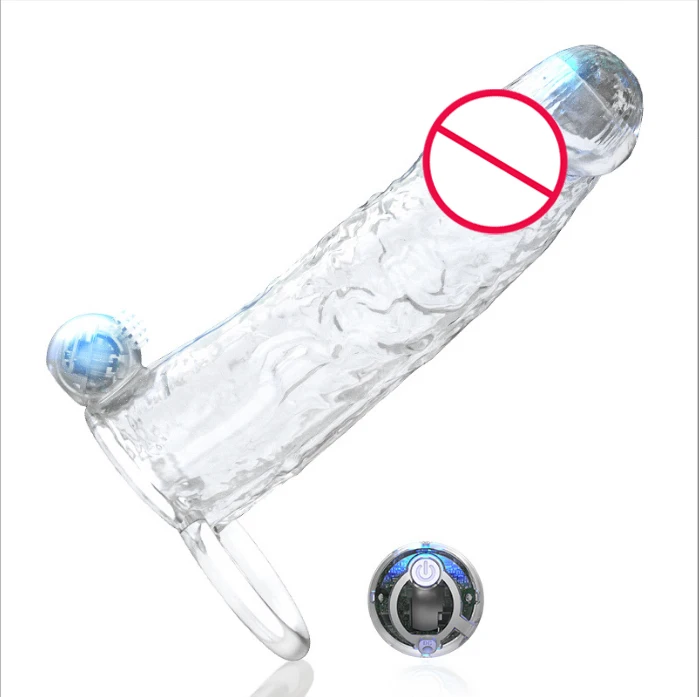 Rechargeable Vibrating  TPE Penis Sleeve Condom For Men  Sleeve penis for Male 10 vibration  modes