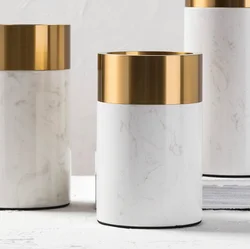 Декоративные цветочные вазы из белого мрамора и металла для домашнего декора для свадебной церемонии