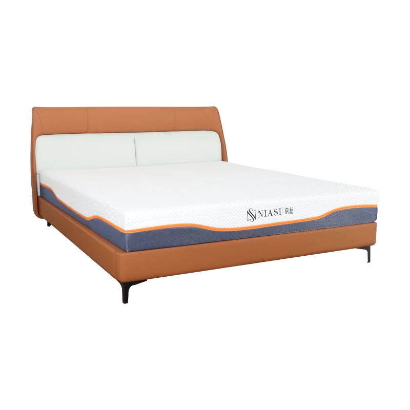 
NIASI trending products 2021 new arrivals light extravagant full size king size leather slatted bed frame 