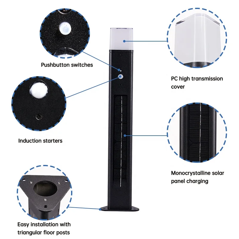 Outdoor home garden light square LED outdoor waterproof landscape villa motion sensor garden solar lawn light