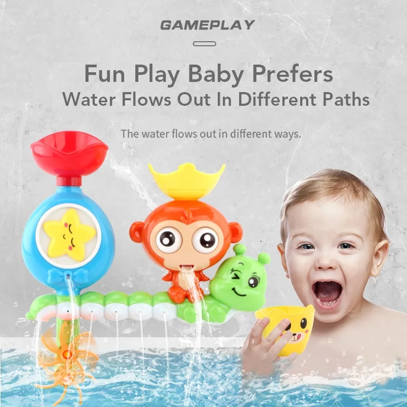 KSF Funny Bath Baby Boy Toy Gift Shower Water Monkey Spin Games Rotate Water Spray Colorful Bathtub Water Props Children Toys