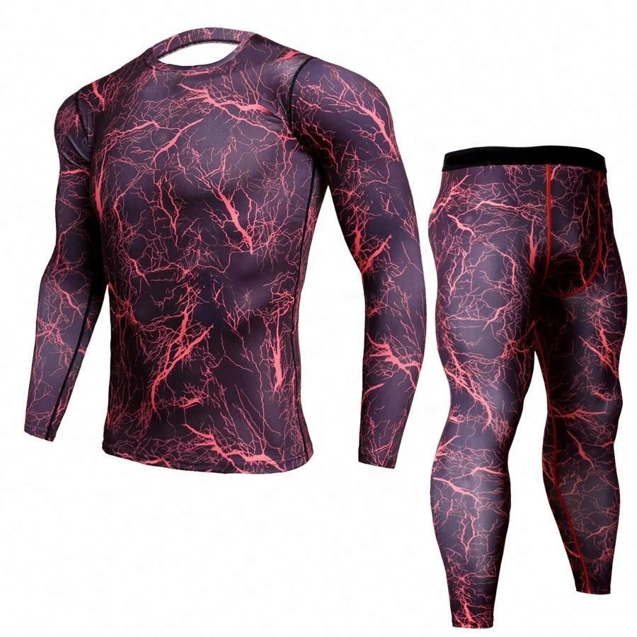 Hot Sale Men Women Long Sleeve Shirts And Leggings Set Custom Logo Compression Gym Fitness Rash Guard