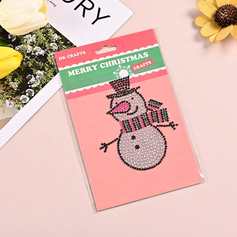 Hot sale high quality snowman diamond sticker custom crystal sticker