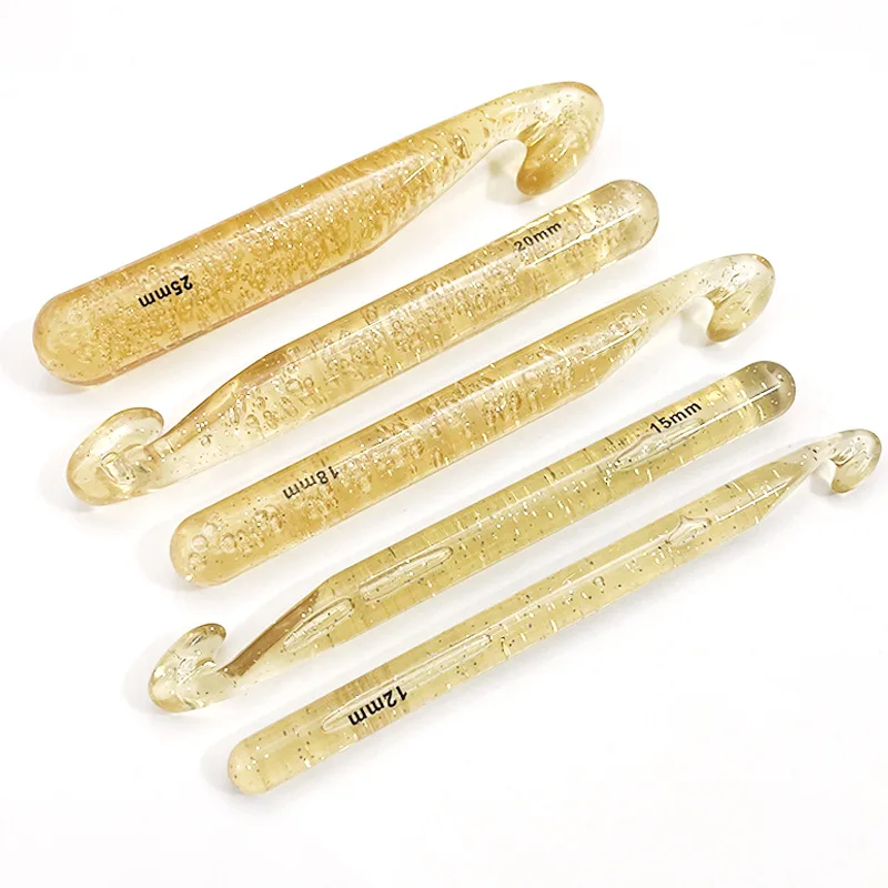 5 sizes Transparent ABS DIY Handle Knitting Needle Crochet Hook Set