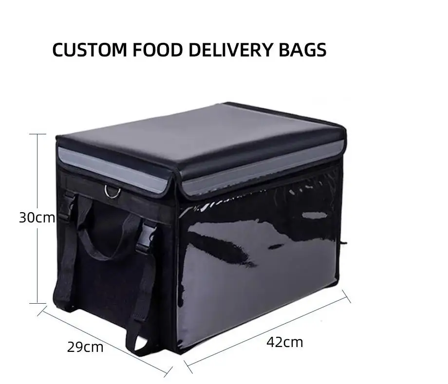 Custom Waterproof Aluminium Heated Cooler Bag Large Food Thermal Pizza Delivery Bags Insulated Box Motorcycle
