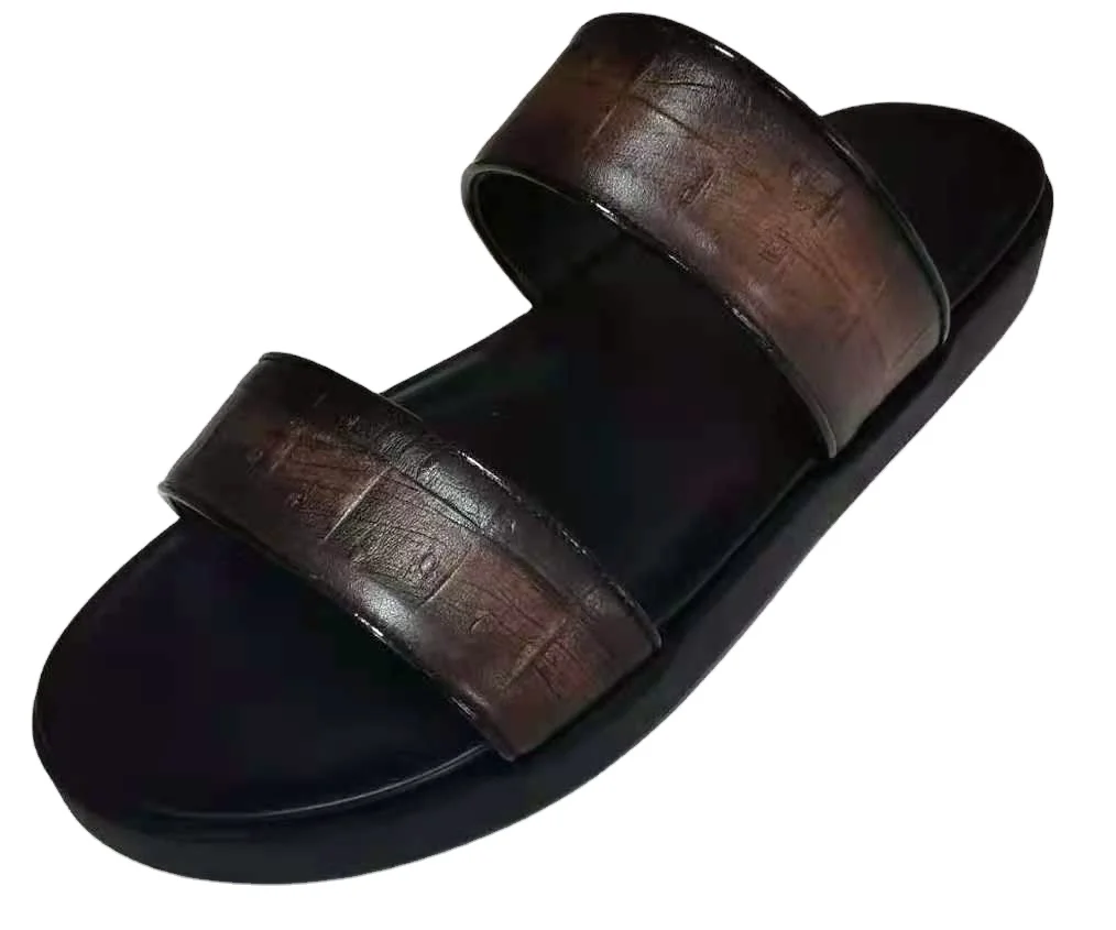 
New design Customized rubber sole cow leather men leisure slipper hand made low price 